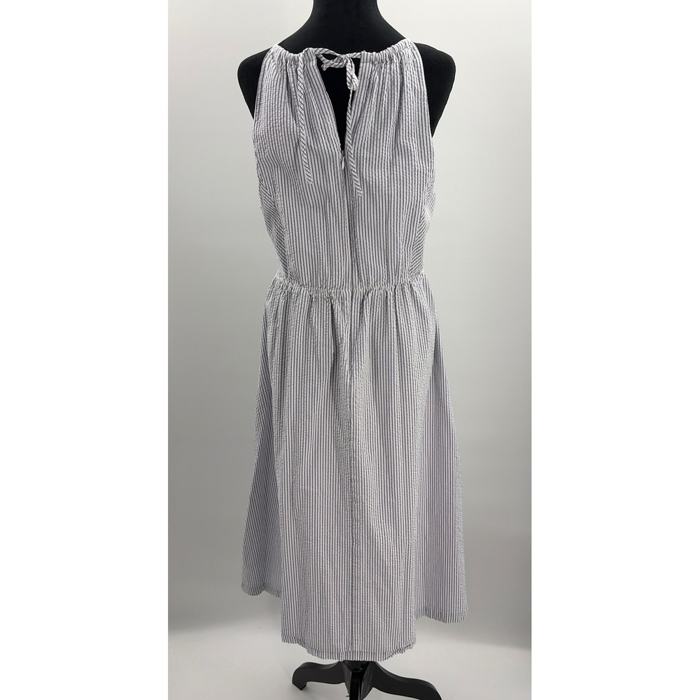 J.Crew Factory Halter Seersucker Stripe Midi Dress Blue White‎ 14 Sum 2024 - Picture 5 of 10